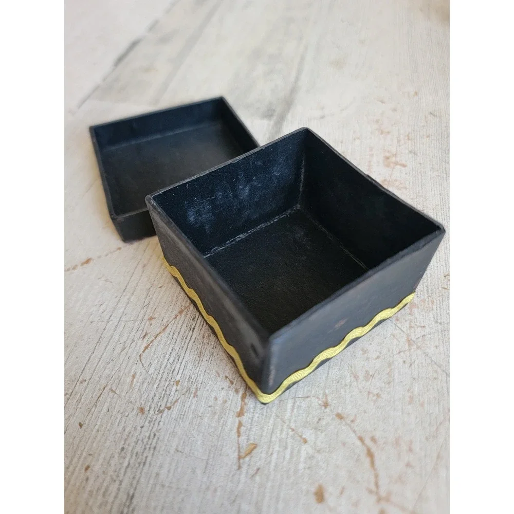 Mini primitive black cat cardboard Halloween box trinket Unique Home